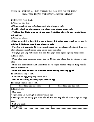 Giáo án Đạo đức 4 (Kết nối tri thức) - Tuần 14