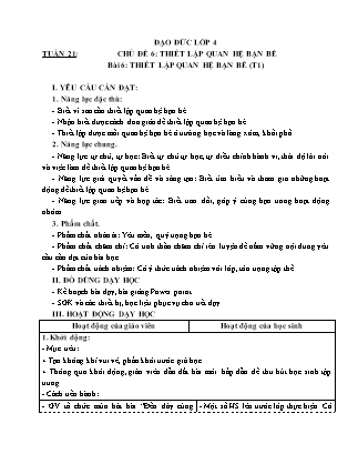Giáo án Đạo đức 4 (Kết nối tri thức) - Tuần 21