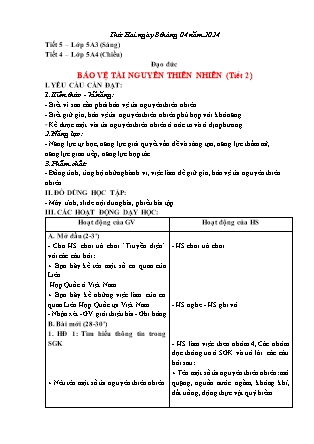 Giáo án Đạo đức 4 (Kết nối tri thức) - Tuần 31 - Năm học 2023-2024