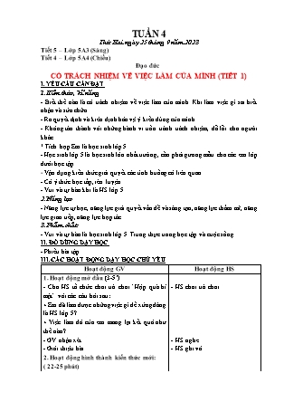 Giáo án Đạo đức 4 (Kết nối tri thức) - Tuần 4 - Năm học 2023-2024