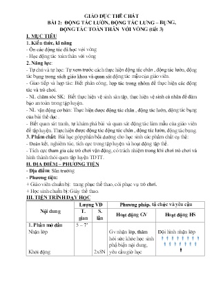 Giáo án Giáo dục thể chất 4 (Kết nối tri thức) - Bài 2: Động tác lườn, động tác lưng-bụng, Động tác toàn thân với vòng (Tiết 3)