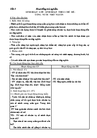 Giáo án Hoạt động trải nghiệm 4 (Kết nối tri thức) - Tiết 3: Sinh hoạt theo chủ đề Uống nước nhớ nguồn