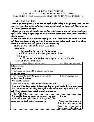 Giáo án Hoạt động trải nghiệm 4 (Kết nối tri thức) - Tuần 33