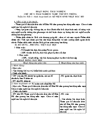 Giáo án Hoạt động trải nghiệm 4 (Kết nối tri thức) - Tuàn 34