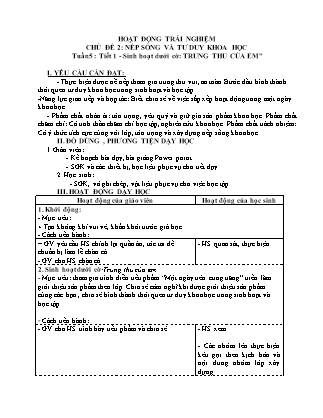 Giao án Hoạt động trải nghiệm 4 (Kết nối tri thức) - Tuần 5