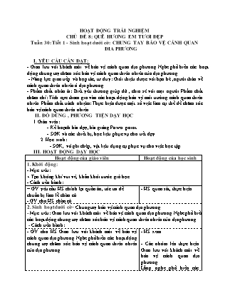 Giáo án Hoạt động trải nghiệm Lớp 4 (Kết nối tri thức) - Tuần 30