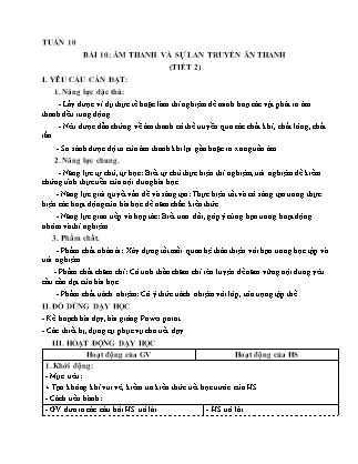 Giáo án Khoa học 4 (Kết nối tri thức) - Tuần 10