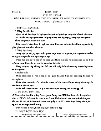 Giáo án Khoa học 4 (Kết nối tri thức) - Tuần 2