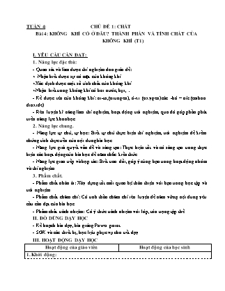 Giáo án Khoa học 4 (Kết nối tri thức) - Tuần 4