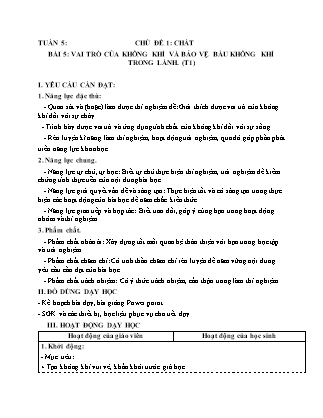 Giáo án Khoa học 4 (Kết nối tri thức) - Tuần 5