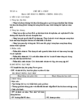 Giáo án Khoa học 4 (Kết nối tri thức) - Tuần 6