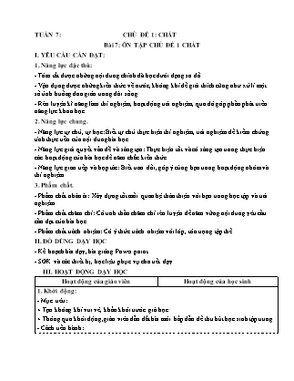 Giáo án Khoa học 4 (Kết nối tri thức) - Tuần 7