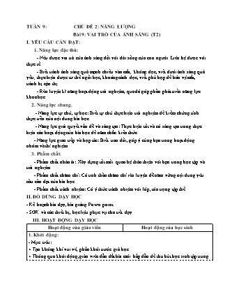 Giáo án Khoa học 4 (Kết nối tri thức) - Tuần 9