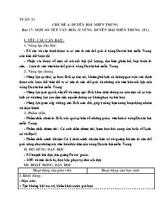Giáo án Lịch sử và Địa lí 4 (Kết nối tri thức) - Tuần 21