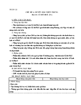 Giáo án Lịch sử và Địa lí 4 (Kết nối tri thức) - Tuần 22