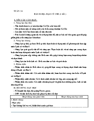 Giáo án Lịch sử và Địa lí 4 (Kết nối tri thức) - Tuần 34