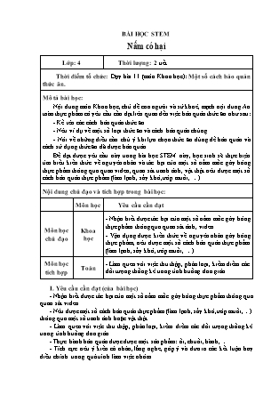 Giáo án Stem Khoa học 4 - Bài: Nấm có hại