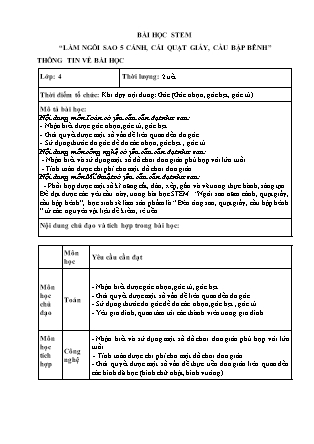 Giáo án Stem Toán 4 - Bài: Làm ngôi sao 5 cánh, cái quạt giấy, cầu bập bênh