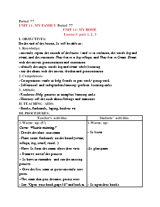 Giáo án Tiếng Anh 4 (Global Success) - Period 77, Unit 11: My home (Lesson 3)