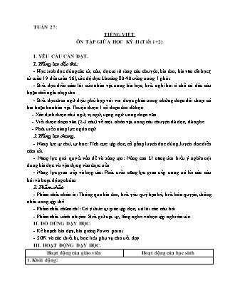 Giáo án Tiếng Việt Lớp 4 (Kết nối tri thức) - Tuần 27