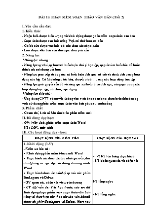 Giáo án Tin học 4 (Kết nối tri thức) - Bài 10: Phần mềm soạn thảo văn bản (Tiết 2)