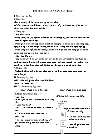 Giáo án Tin học 4 (Kết nối tri thức) - Bài 11: Chỉnh sửa văn bản (Tiết 2)