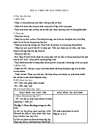 Giáo án Tin học 4 (Kết nối tri thức) - Bài 13: Chơi với máy tính (Tiết 2)