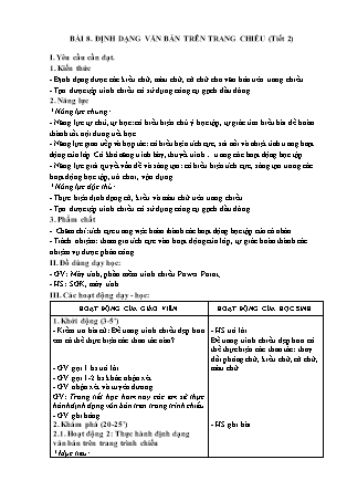 Giáo án Tin học 4 (Kết nối tri thức) - Bài 8: Định dạng văn bản trên trang chiếu (Tiết 2)