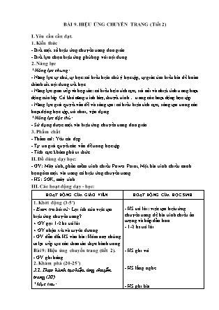 Giáo án Tin học 4 (Kết nối tri thức) - Bài 9: Hiệu ứng chuyển trang (Tiết 2)