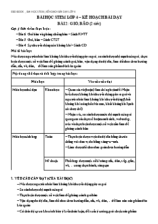 Kế hoạch bài dạy Stem Khoa học 4 - Bài 2: Gió, bão