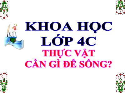 Bài giảng môn Khoa Học Lớp 4 - Bài 57: Thực vật cần gì để sống (GV: Nguyễn Thị Hạnh - Năm học 2018-2019)