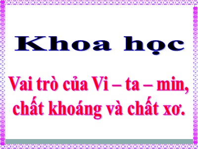 Bài giảng môn Khoa Học Lớp 4 - Bài 6: Vai trò của Vitamin chất khoáng và chất xơ (GV: Nguyễn Thị Thu)