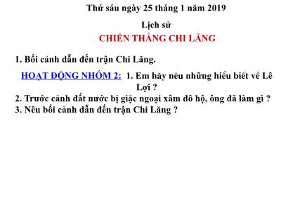Bài giảng môn Lịch Sử Lớp 4 - Bài 16: Chiến thắng Chi Lăng (GV: Nguyễn Thị Hạnh - Năm học 2018-2019)