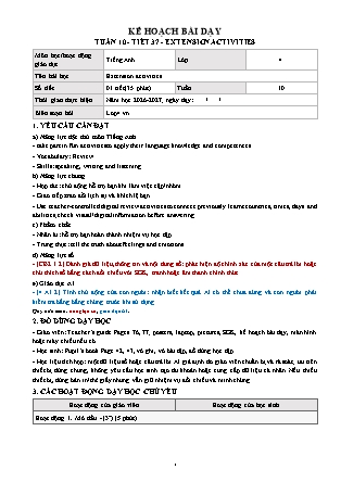 Kế hoạch bài dạy môn Tiếng Anh lớp 4 Global Success - Tuần 10 - Năm học 2026-2027 (Tích hợp Năng lực số và AI)