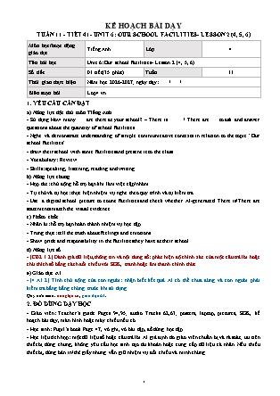 Kế hoạch bài dạy môn Tiếng Anh lớp 4 Global Success - Tuần 11 - Năm học 2026-2027 (Tích hợp Năng lực số và AI)