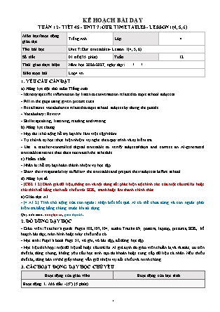 Kế hoạch bài dạy môn Tiếng Anh lớp 4 Global Success - Tuần 12 - Năm học 2026-2027 (Tích hợp Năng lực số và AI)