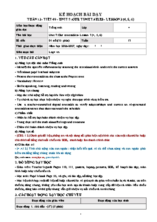 Kế hoạch bài dạy môn Tiếng Anh lớp 4 Global Success - Tuần 13 - Năm học 2026-2027 (Tích hợp Năng lực số và AI)