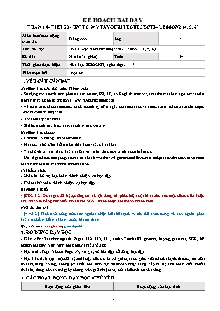 Kế hoạch bài dạy môn Tiếng Anh lớp 4 Global Success - Tuần 14 - Năm học 2026-2027 (Tích hợp Năng lực số và AI)