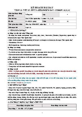 Kế hoạch bài dạy môn Tiếng Anh lớp 4 Global Success - Tuần 15 - Năm học 2026-2027 (Tích hợp Năng lực số và AI)