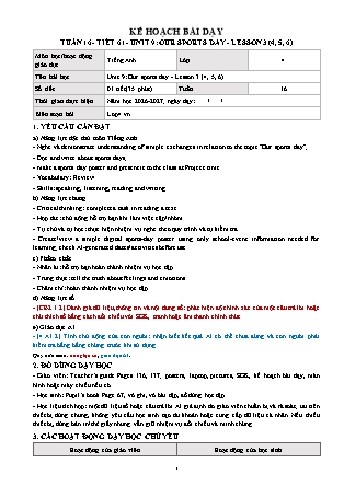 Kế hoạch bài dạy môn Tiếng Anh lớp 4 Global Success - Tuần 16 - Năm học 2026-2027 (Tích hợp Năng lực số và AI)