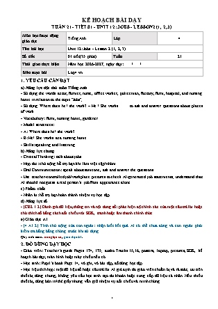 Kế hoạch bài dạy môn Tiếng Anh lớp 4 Global Success - Tuần 21 - Năm học 2026-2027 (Tích hợp Năng lực số và AI)