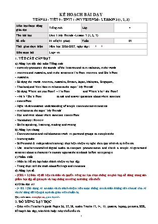 Kế hoạch bài dạy môn Tiếng Anh lớp 4 Global Success - Tuần 3 - Năm học 2026-2027 (Tích hợp Năng lực số và AI)