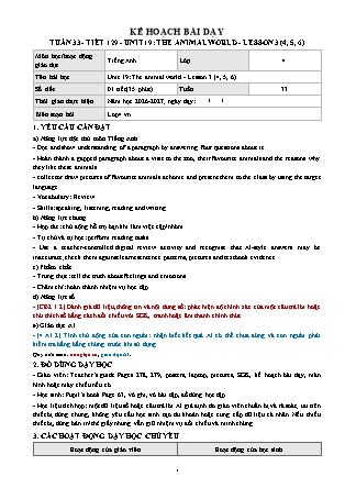 Kế hoạch bài dạy môn Tiếng Anh lớp 4 Global Success - Tuần 33 - Năm học 2026-2027 (Tích hợp Năng lực số và AI)