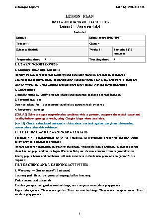 Kế hoạch bài dạy Tiếng Anh Global Success Lớp 4 - Tuần 11 - Năm học 2026-2027 (Tích hợp Năng lực số và AI)