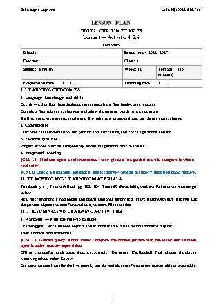 Kế hoạch bài dạy Tiếng Anh Global Success Lớp 4 - Tuần 12 - Năm học 2026-2027 (Tích hợp Năng lực số và AI)