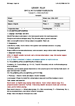 Kế hoạch bài dạy Tiếng Anh Global Success Lớp 4 - Tuần 14 - Năm học 2026-2027 (Tích hợp Năng lực số và AI)