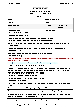 Kế hoạch bài dạy Tiếng Anh Global Success Lớp 4 - Tuần 15 - Năm học 2026-2027 (Tích hợp Năng lực số và AI)