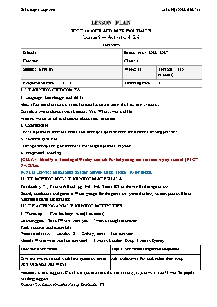 Kế hoạch bài dạy Tiếng Anh Global Success Lớp 4 - Tuần 17 - Năm học 2026-2027 (Tích hợp Năng lực số và AI)