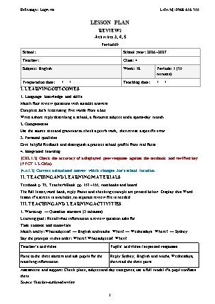Kế hoạch bài dạy Tiếng Anh Global Success Lớp 4 - Tuần 18 - Năm học 2026-2027 (Tích hợp Năng lực số và AI)