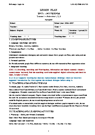 Kế hoạch bài dạy Tiếng Anh Global Success Lớp 4 - Tuần 2 - Năm học 2026-2027 (Tích hợp Năng lực số và AI)